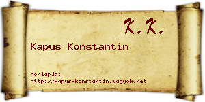 Kapus Konstantin névjegykártya